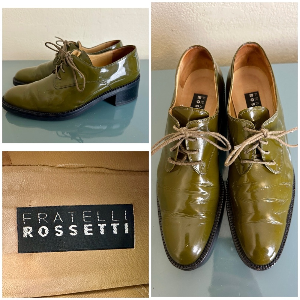 VTG FRATELLI ROSSETTI Prialpas Gomma Green Patent OXFORD DERBY SHOES $760 EU 40